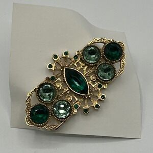 VTG Brooch Emerald Pistachio Green Rhinestone Pin‎ Mid-Century Fashion Jewelry